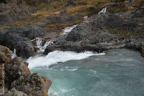 Rushing, powerful river in Iceland