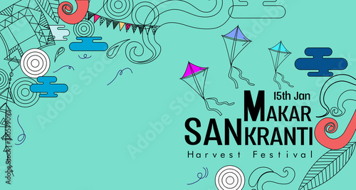 Modern and Creative Happy Makar Sankranti Festival Background DecoratION