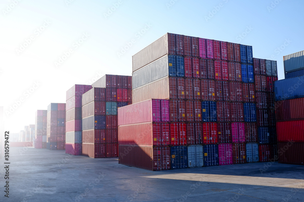 Fototapeta premium Stack containers for import and export concepts.