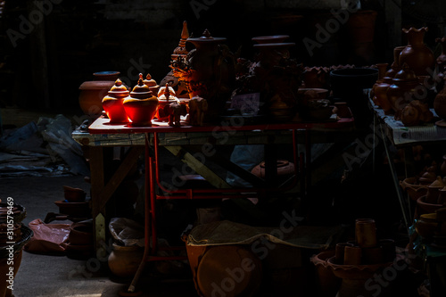 Fototapeta Naklejka Na Ścianę i Meble -  Hand made pottery in light