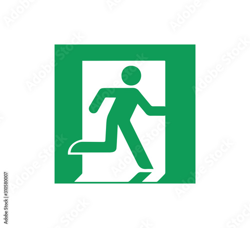 Emergency Exit Sign. Vector illustration, flat design
