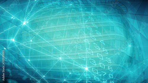 Computer science in business and finance, digital numbers connection