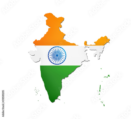 INDIA MAP WITH INDIA FLAG ON BACKGROUND