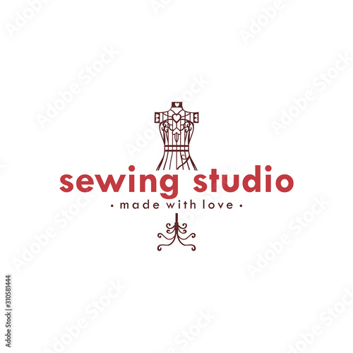 Tailor Sewing Vintage Logo Ideas, Mannequin Sewing Logo Ideas, Fashion Retro Simple Logo, Vector Design Template