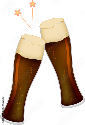 黒ビール_ご当地ビール_地ビール_グラス_ベクター_イラスト_お酒_アルコール