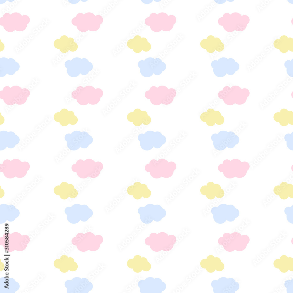 Vector kids pattern with clouds