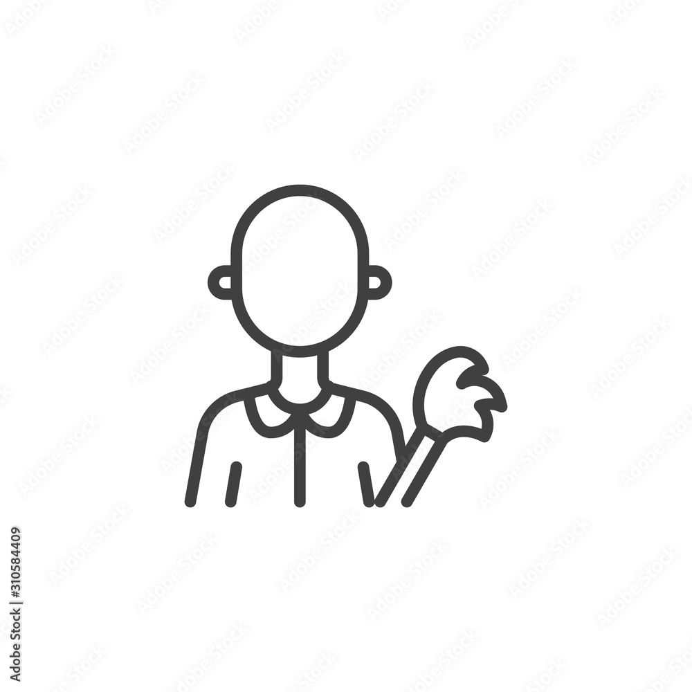 Cleaner maid worker profession line icon. linear style sign for mobile concept and web design. Cleaning service employee outline vector icon. Symbol, logo illustration. Vector graphics Cleaner maid worker profession line icon. linear style sign for mobile concept and web design. Cleaning service employee outline vector icon. Symbol, logo illustration. Vector graphics