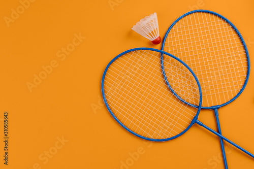 Set of shuttlecock and two badminton rackets © fotofabrika
