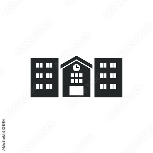 High school building icon template color editable. High school building symbol vector sign isolated on white background illustration for graphic and web design.