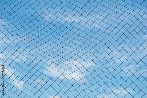soccer net nylon with blue sky background