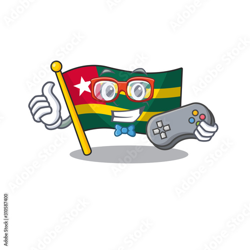 Funny geek gamer flag togo Scroll cartoon character style