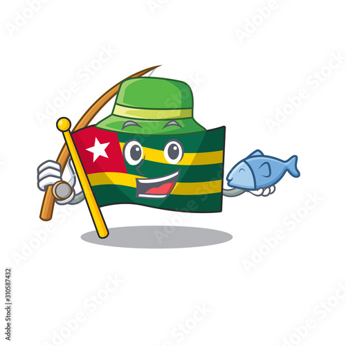 A Picture of funny Fishing flag togo Scroll design