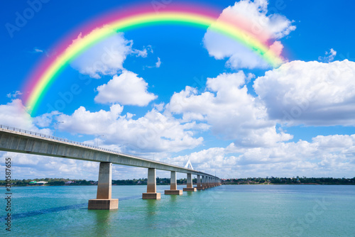 Canvas Print Color rainbow over the bridge.