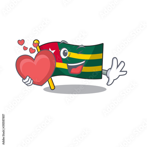 Funny Face flag togo Scroll cartoon character With heart