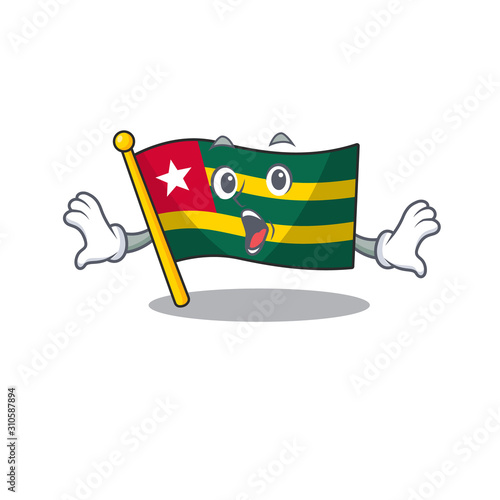 Flag togo Scroll Surprised gesture on cartoon character style