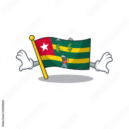 Flag togo Scroll with Money eye cartoon character style