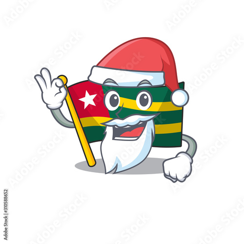Santa flag togo Scroll cartoon character design with ok finger