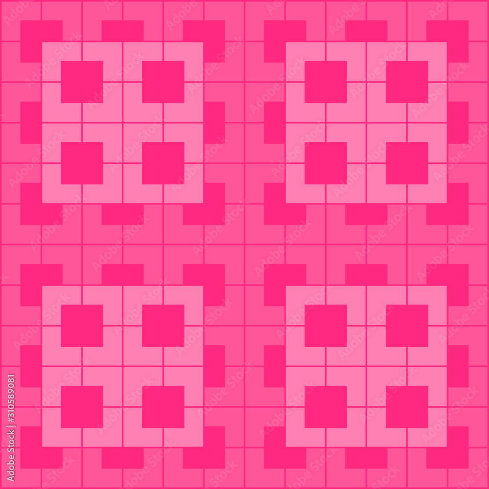 Pink polygon and square repeat pattern background. Pink geometric, chevron, L shape pattern on pink background vector. Pink polygon and square repeat pattern background. Pink geometric, chevron, L shape pattern on pink background vector.