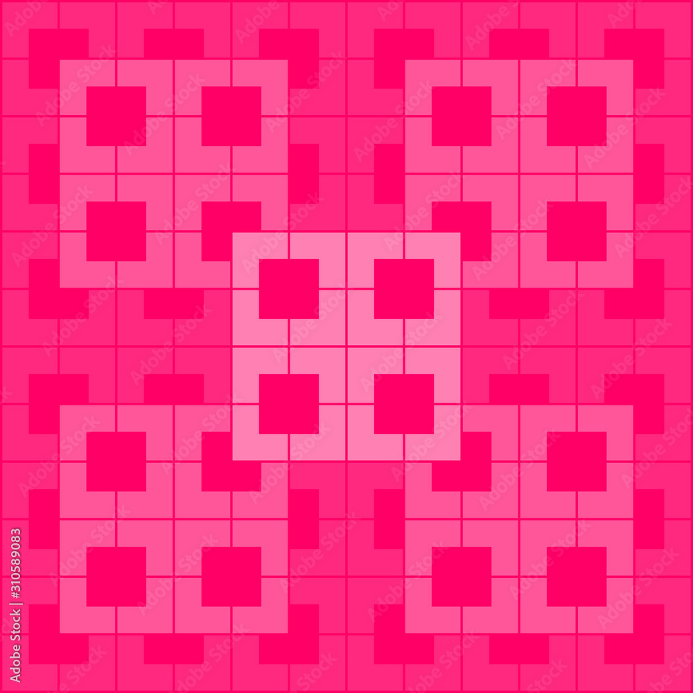Pink polygon and square repeat pattern background. Pink geometric, chevron, L shape pattern on pink background vector. Pink polygon and square repeat pattern background. Pink geometric, chevron, L shape pattern on pink background vector.