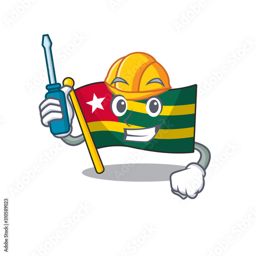 Smart automotive flag togo Scroll presented in cartoon character design