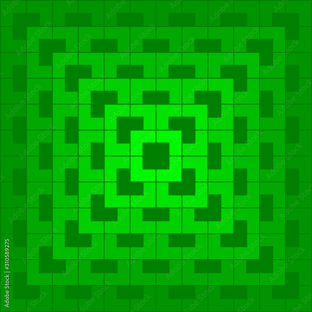 Green polygon and square repeat pattern background. Green geometric, chevron, L shape pattern on green background vector. Green polygon and square repeat pattern background. Green geometric, chevron, L shape pattern on green background vector.