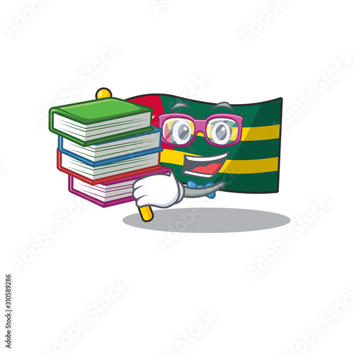 Smart Student flag togo Scroll mascot cartoon with book