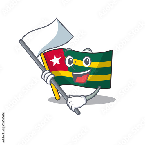 cute flag togo Scroll cartoon character style with standing flag