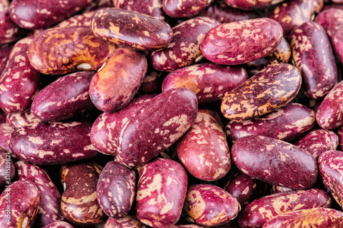 Close up of red speckled kidney beans