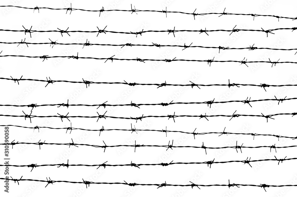 set of silhouette barbed wire on white background set of silhouette barbed wire on white background