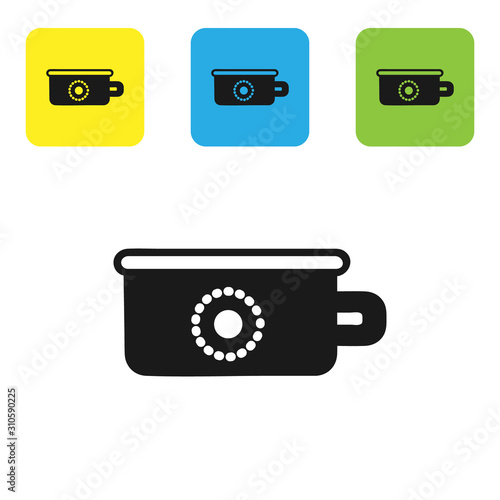 Black Baby potty icon isolated on white background. Chamber pot. Set icons colorful square buttons. Vector Illustration