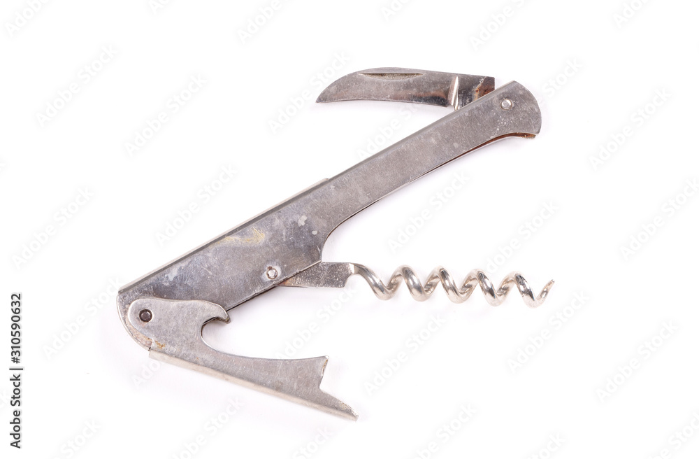 Wine bottle opener corkshew, isolated Wine bottle opener corkshew, isolated
