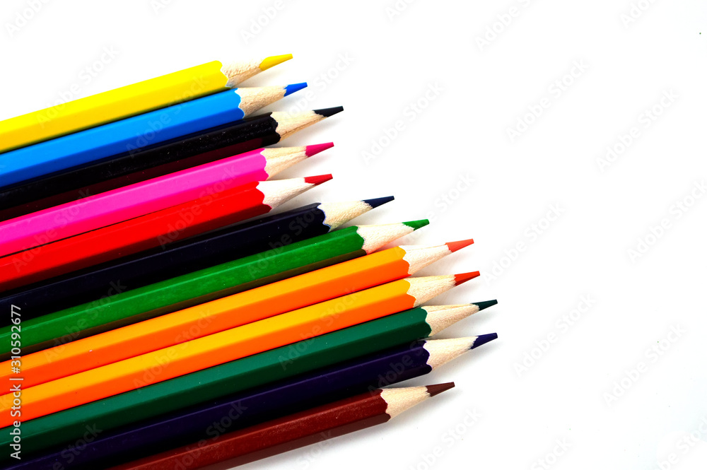 color pencol Diagonal frame on white background color pencol Diagonal frame on white background