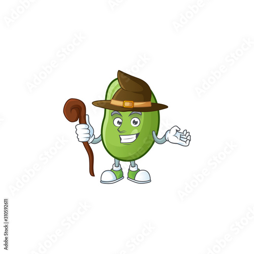 Happy Face Witch green beans cartoon character style