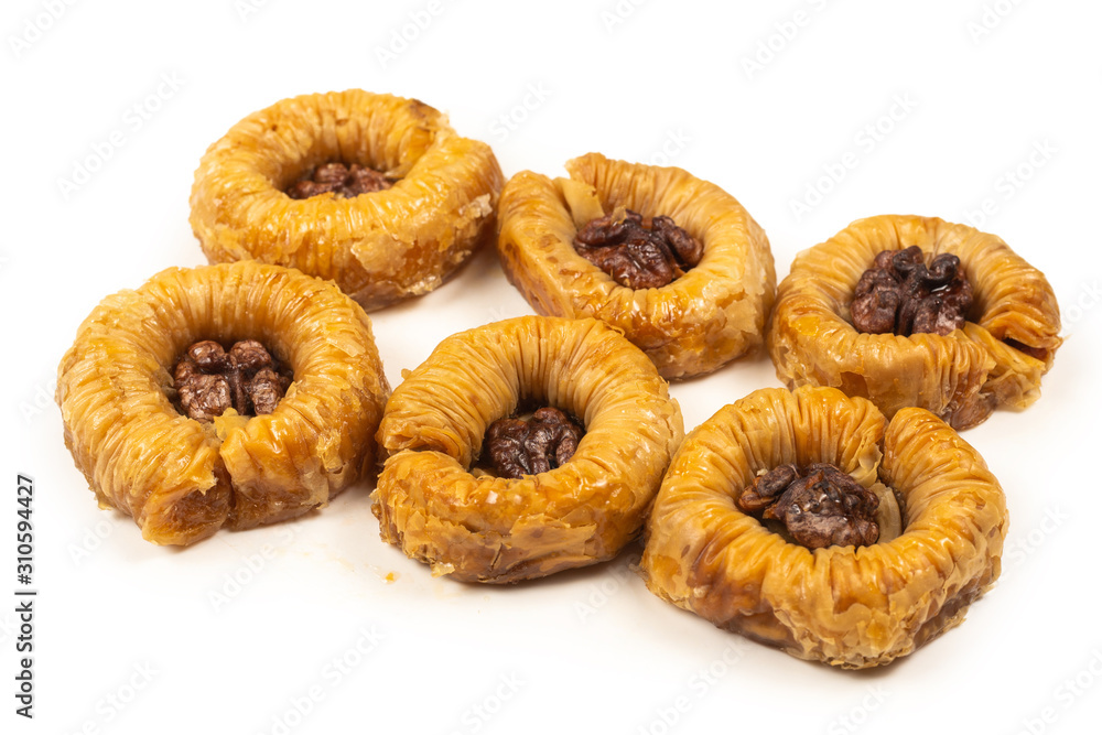 Tasty baklava isolated on white background. Tasty baklava isolated on white background.