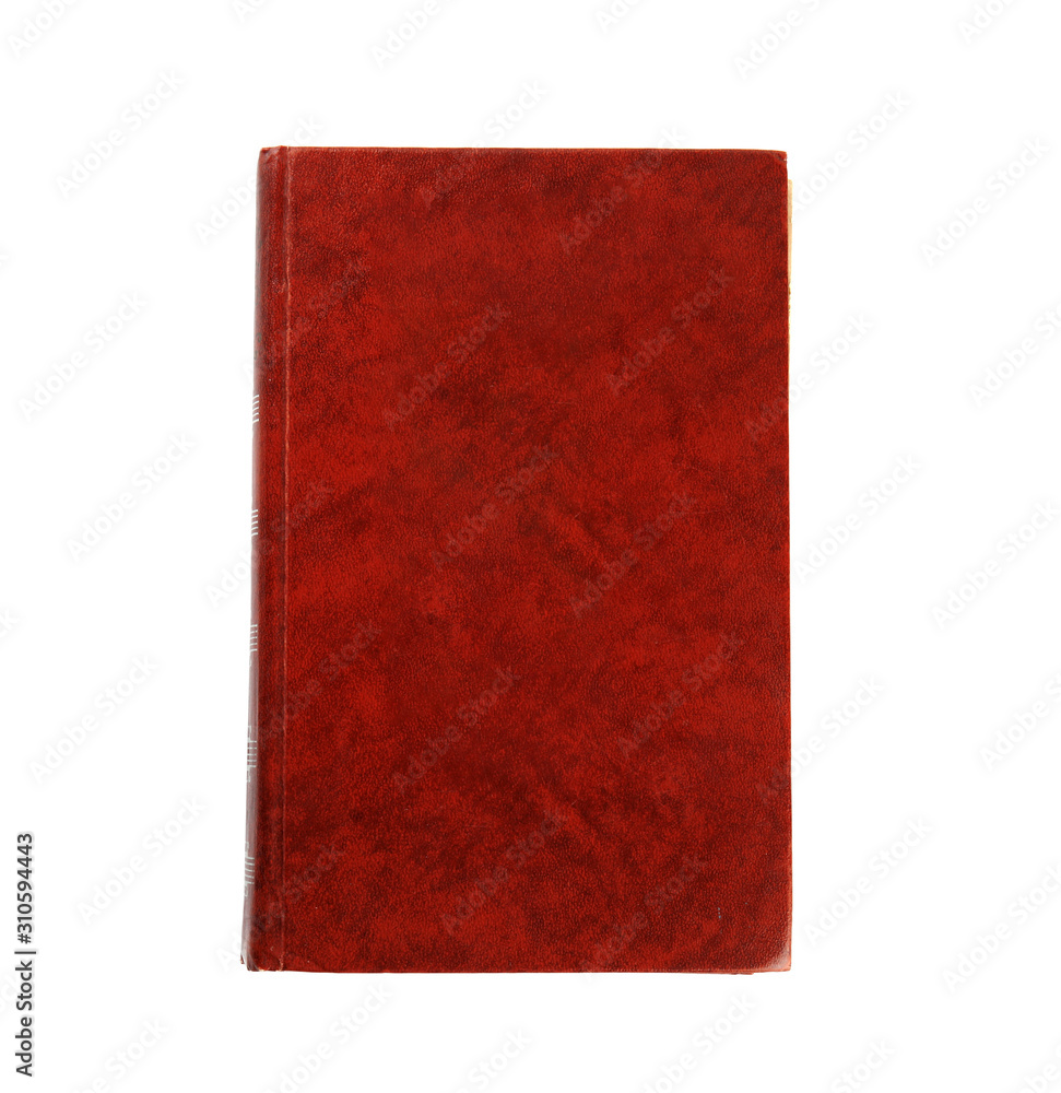 Closed color hardcover book isolated on white, top view Closed color hardcover book isolated on white, top view