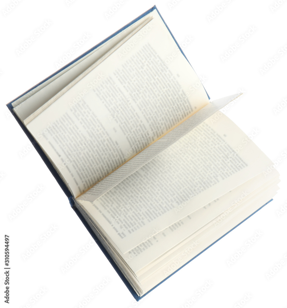 Fototapeta premium Open old hardcover book isolated on white