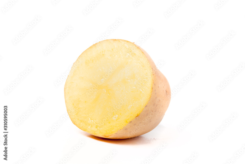 Young potato on light background