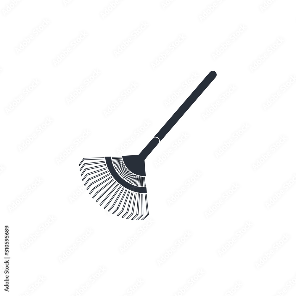 Garden rake. A tool for cleaning. Vector icon isolated on white background. Garden rake. A tool for cleaning. Vector icon isolated on white background.