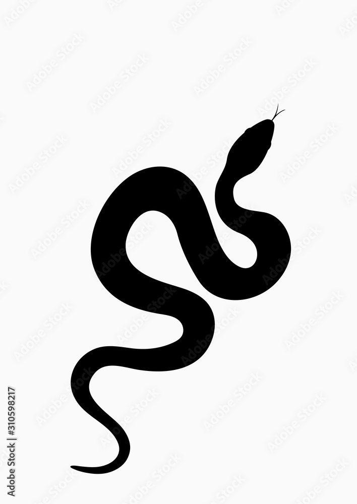 Black silhouette snake. Isolated symbol or icon snake on white background. Abstract sign snake. Vector illustration Black silhouette snake. Isolated symbol or icon snake on white background. Abstract sign snake. Vector illustration