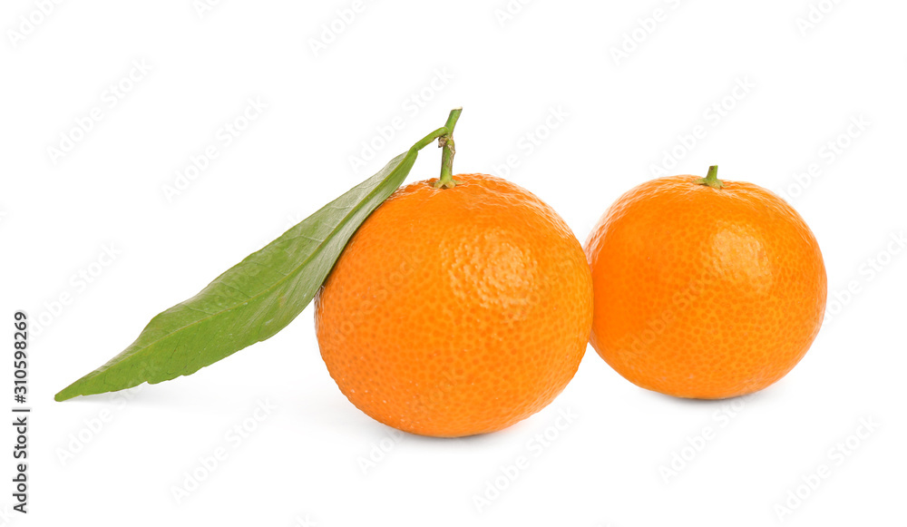 Fresh ripe juicy tangerines isolated on white Fresh ripe juicy tangerines isolated on white