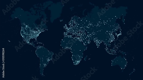 Motion communications network map of the world