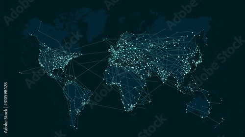 World map global technology and telecommunication network
