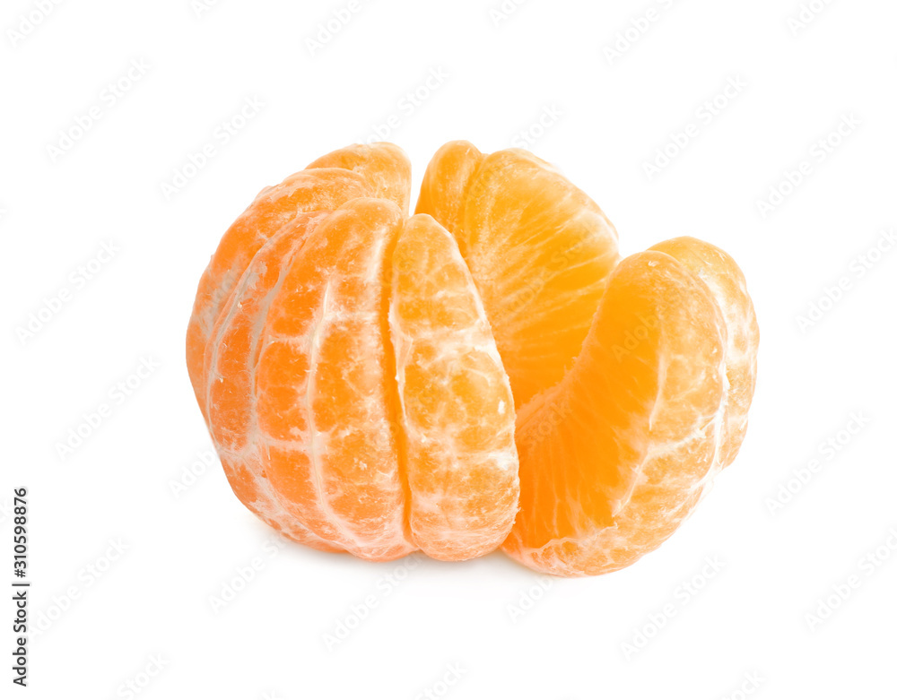 Peeled fresh juicy tangerine isolated on white Peeled fresh juicy tangerine isolated on white
