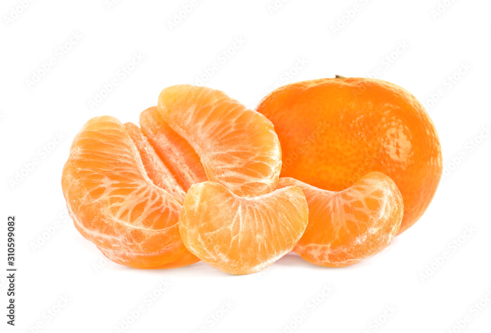 Fresh ripe juicy tangerines isolated on white Fresh ripe juicy tangerines isolated on white