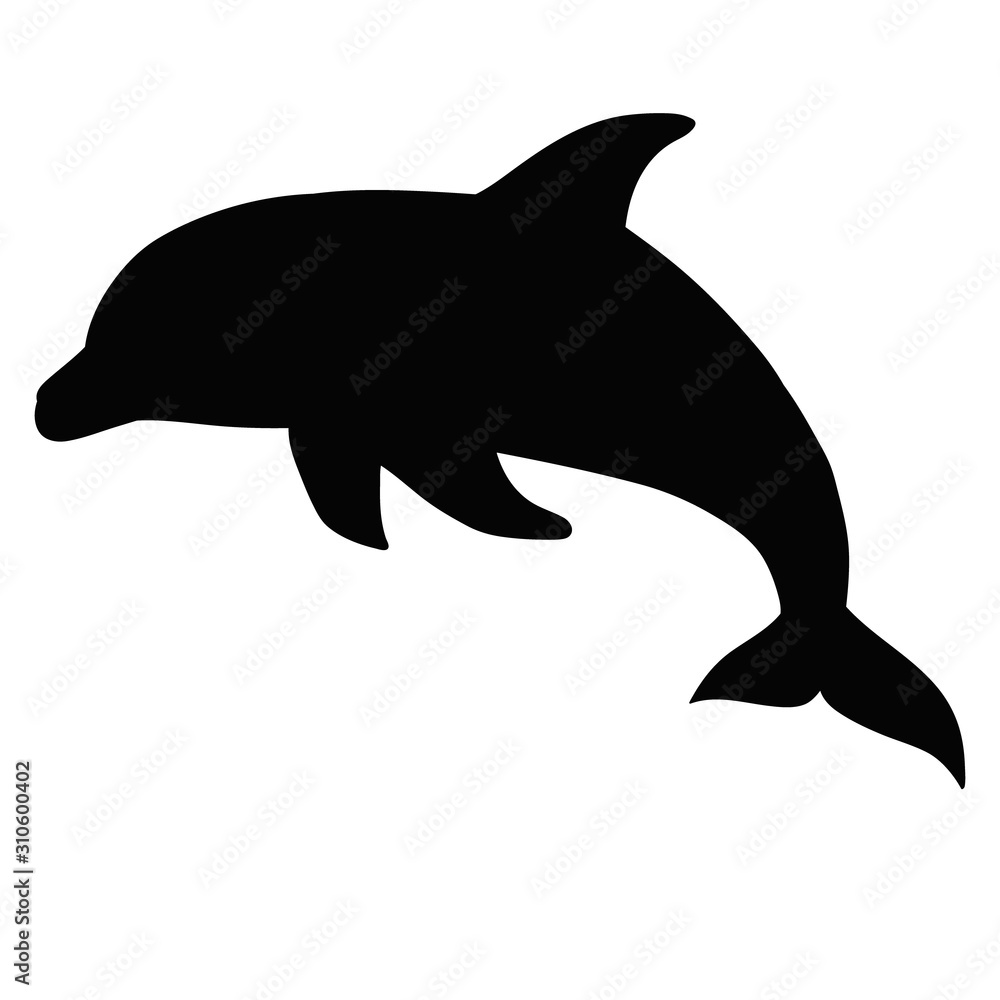 Fototapeta premium vector, isolated, black silhouette of a dolphin is swimming