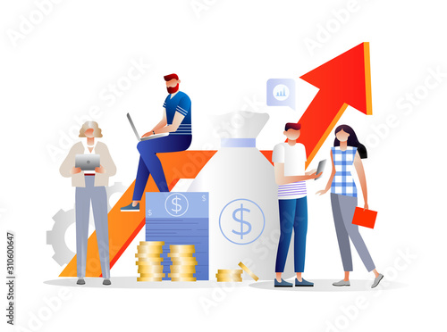 Investment in innovation, marketing, analysis, security of deposits for web page, banner, presentation, social media.. Vector illustration concept Financial investments
