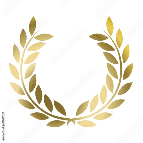 Gold laurel wreath vector isolated on a white background