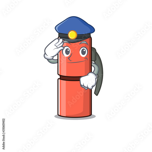 Thermos bottle Scroll Cartoon mascot style as a Police officer