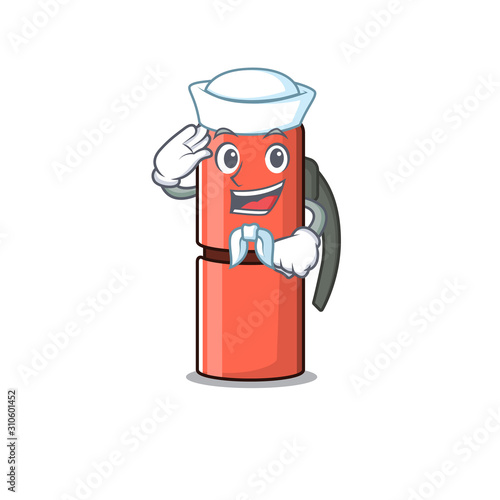 An icon of thermos bottle Scroll Sailor cartoon character wearing hat