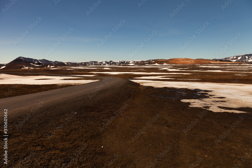 Snowy calm multicolored spring landscape of Iceland Snowy calm multicolored spring landscape of Iceland